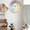 Mute Early Education Wall Clock Round Learning Wall Hanging Clock Electronic Color Clock Kids