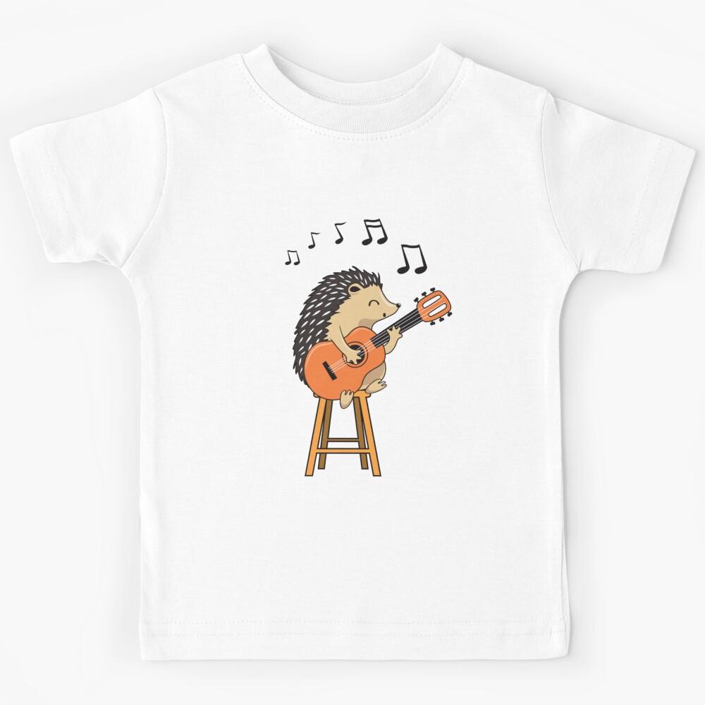 Funny Hedgehog playing the guitar Kids T-Shirt 120
