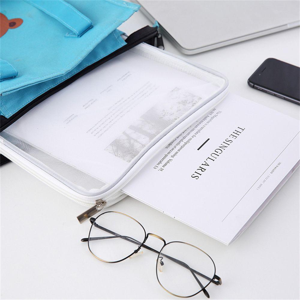 A4 File Bag Transparent Grid Double Seal Safe Folder Documents Bag Organizer Storage Bag School Office File Bag Paper Holder