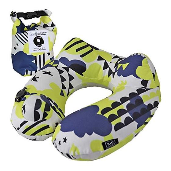 (KIU) kiu Neck Pillow, Washable Cover, Travel Supplies, Airplane Travel, Storage Pouch Included, Portable Pillow, U-Shaped Air Pillow, Press Type