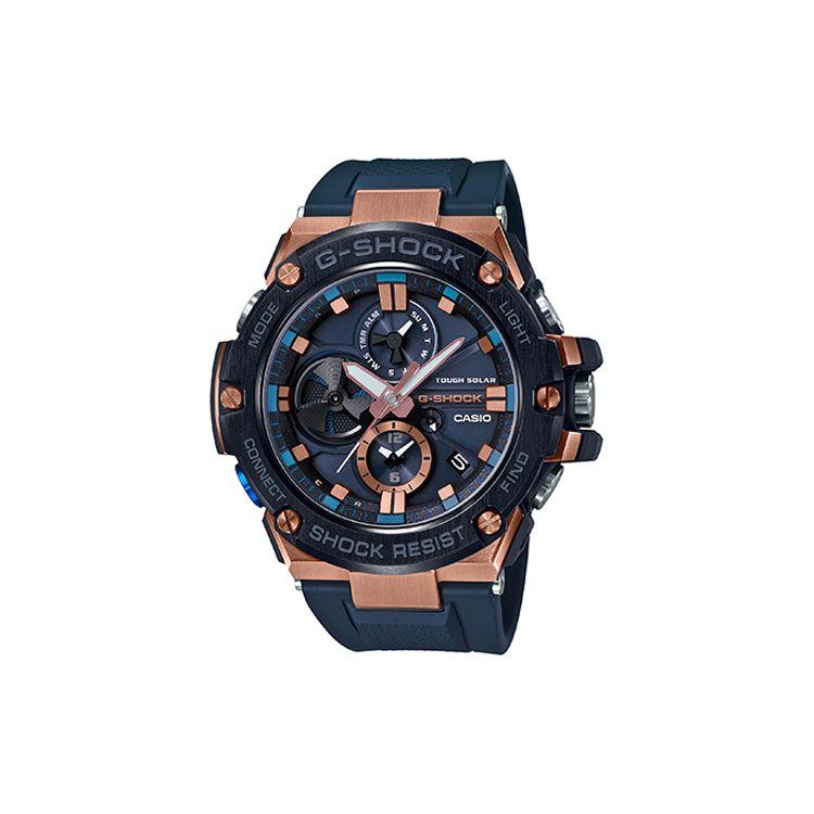 Casio Men's Blue G-Steel Series Round Dual Display 200M Water Resistant Quartz Movet Resin Strap Watch Watches Gst-B100g-2Aprt