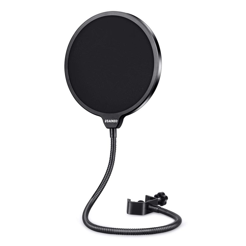 Aokeo Pop Filter, Pop Blocker, Microphone Filter, Double Filter, Noise Prevention, Pop Filter, Double Screen Mesh, Genuine Product