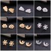 Teamer Cute Smile Face Cloud Moon Star Snow Stud Earrings for Women Stainless Steel Earrings Korean Jewelry Mother's Day Gift