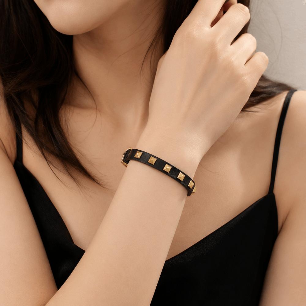 5 Color Options Rivets Bracelet PU Leather Leather Bracelets Fashion Studded Bangle Gift Jewelry