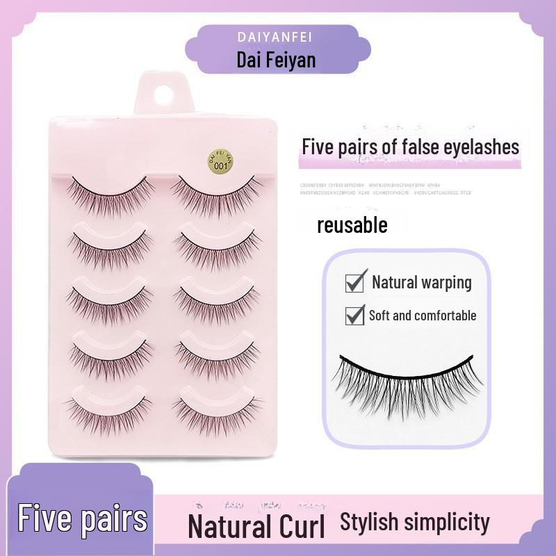 Cartoon Barbie Beginner False Eyelashes - Natural Thick 5 Pairs