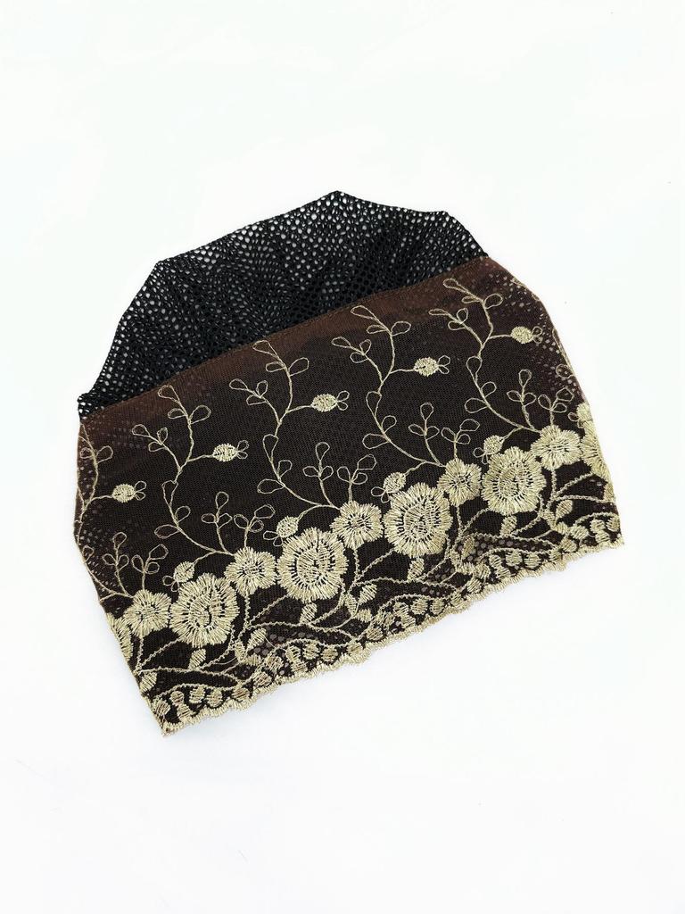 Elegant Mesh Embroidery Cap - Stylish, Breathable Head Wrap for Women, 2024 Spring/Summer, Perfect for Updos & Covering White Hair