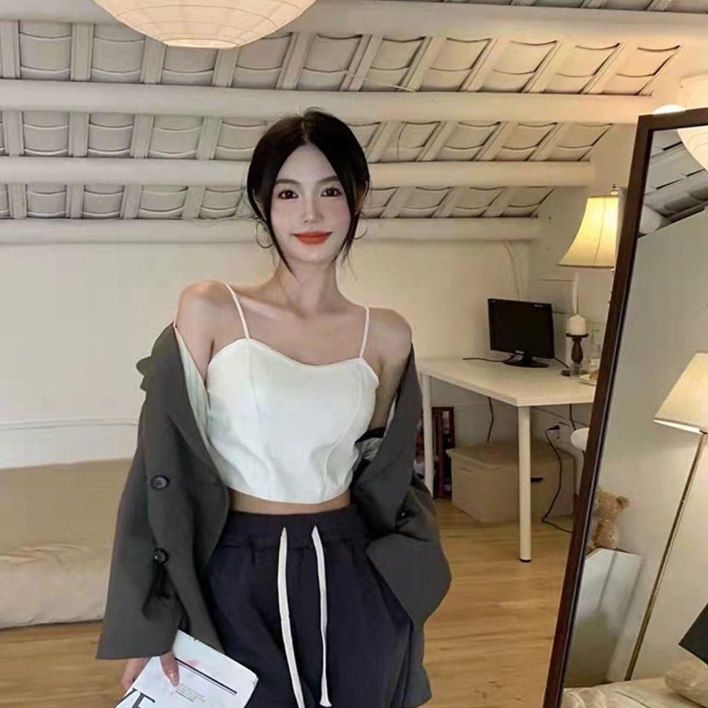 Bralette Women PU Camisoles Brassiere Thin Shoulder Strap Bra Chunyu Tank Top  Women