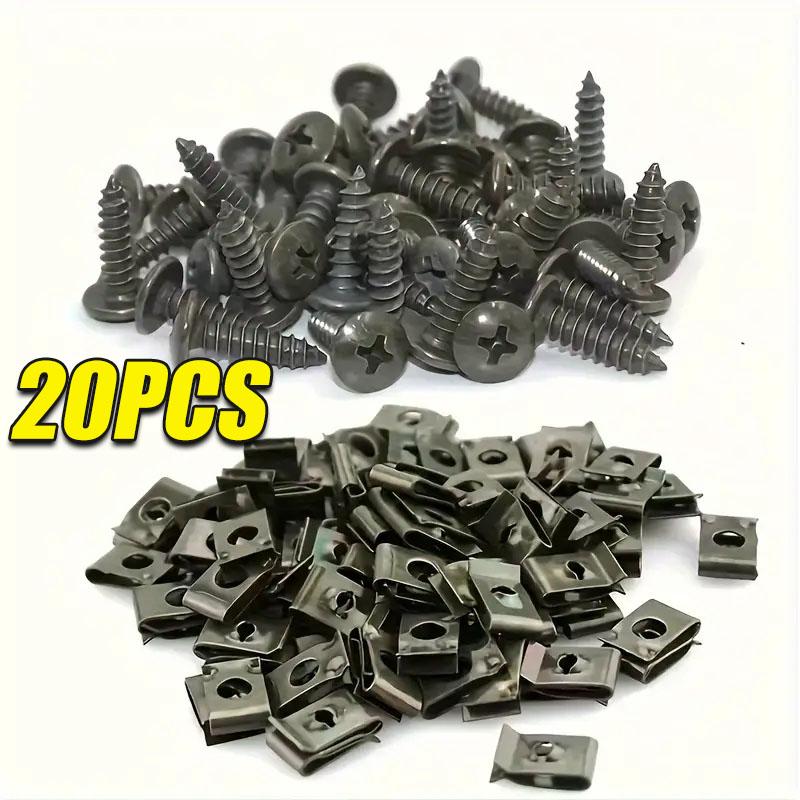 Car Screw Base Bayonet Clip Self-Tapping Screw U-Clip Car Conversion Clip Fender Bumper Protector Clip Screw for Car Motorcycle