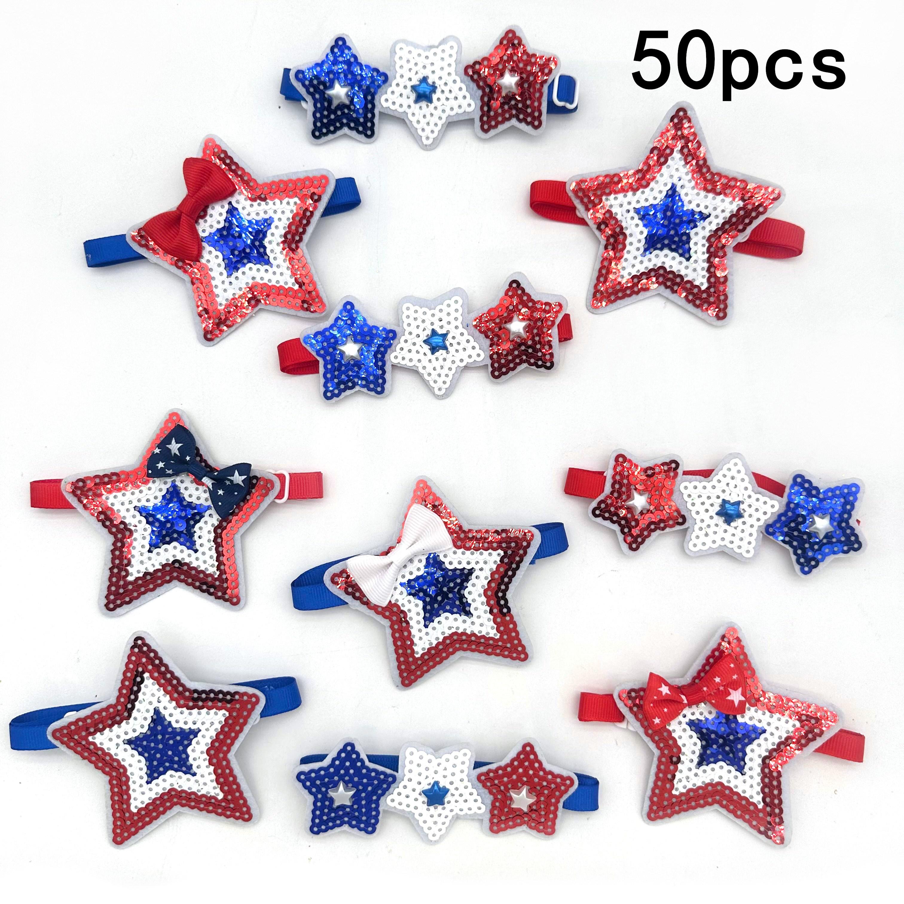 50/100pcs Dog Ties Star Style Pet Cat Neckties Accessories Adjustable Sequin Bowknot Puppy Dog Holiday Grooming Product Supplies