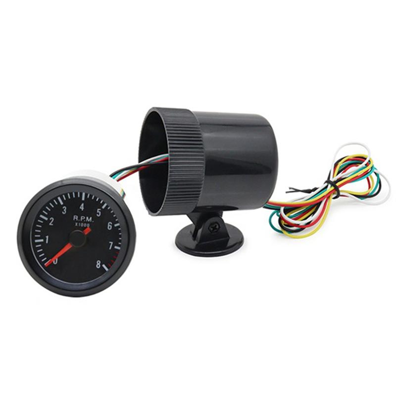 Car Meter Tachometer For 1-8 Cylinders Gasoline Car RPM Gauge Analog Black Case 0-8000RPM