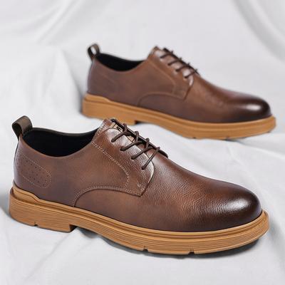 Leather Shoes Men's Spring British Style Tooling Shoes Martin Boots Dress Casual Big Head Platform Men's Leather Shoes