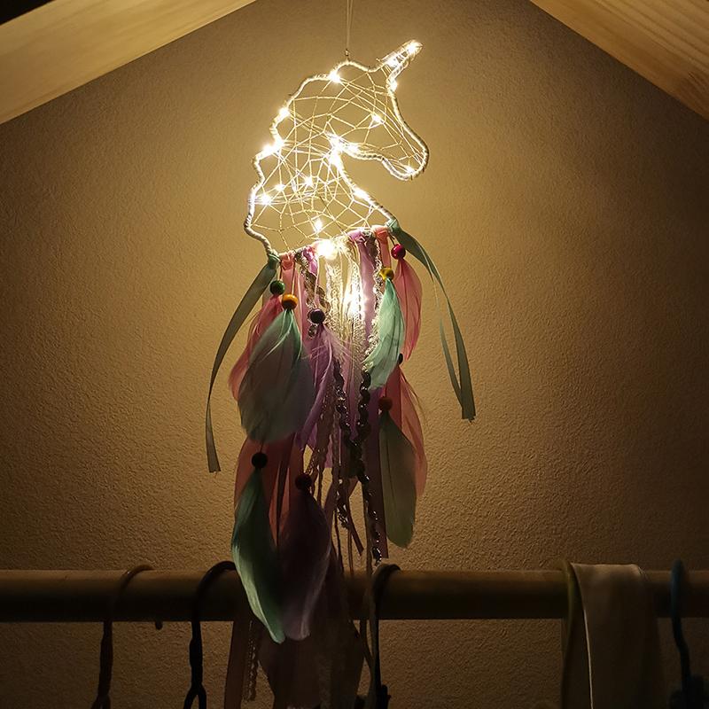 Unicorn Dreamcatcher Wind Chime Creative Hand-woven Car Pendant Bedroom Living Room Hanging Ornaments Birthday Gifts Home Decor