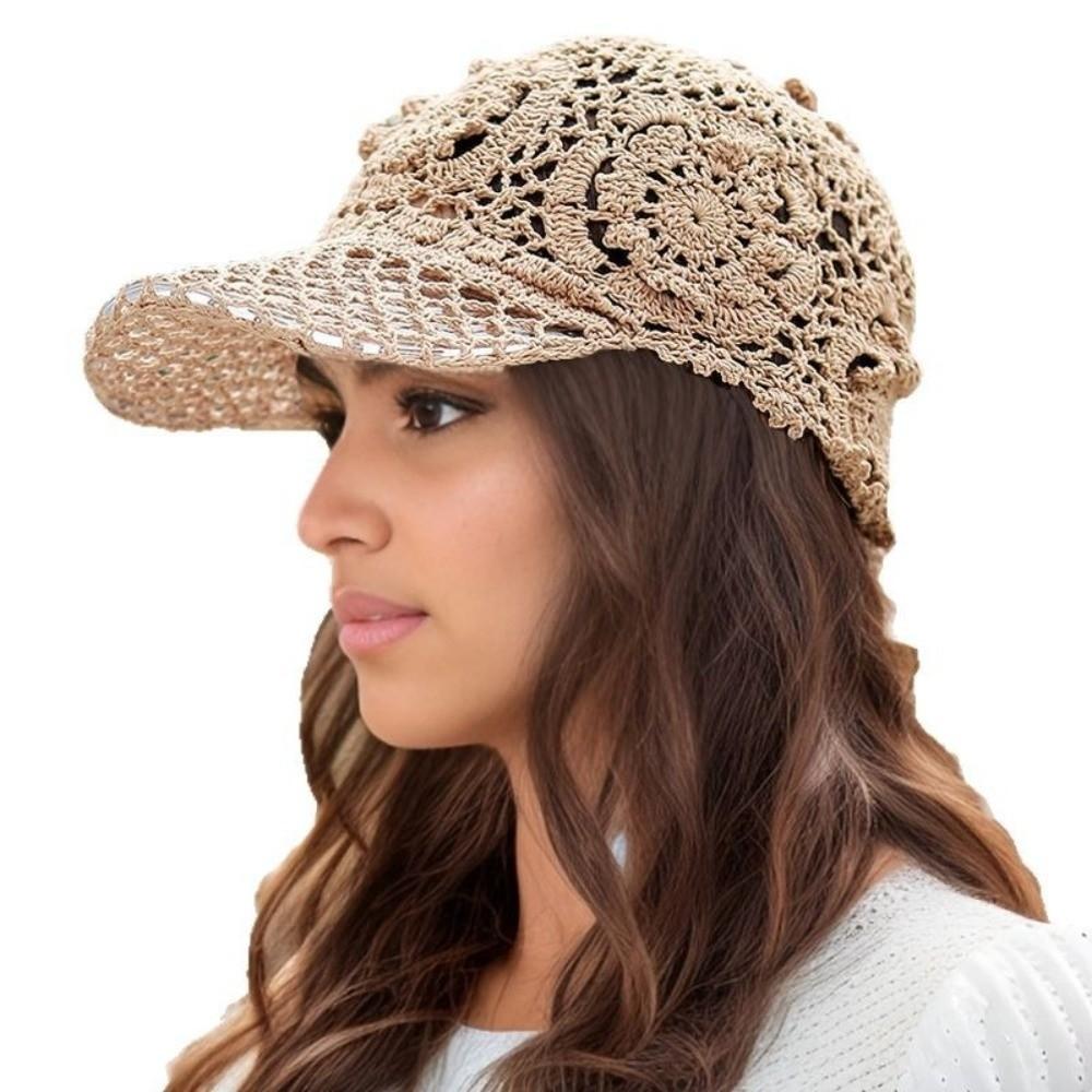 Bloemenpatroon Haakwerk Uitgesneden Vizieren Luxe Ontwerp Zoete Baseballpetten Elegante Dames