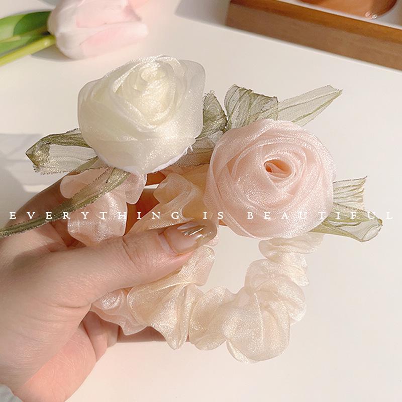 Bridesmaid Pink Rose Corsage Bracelet - Wedding Flower Accessory