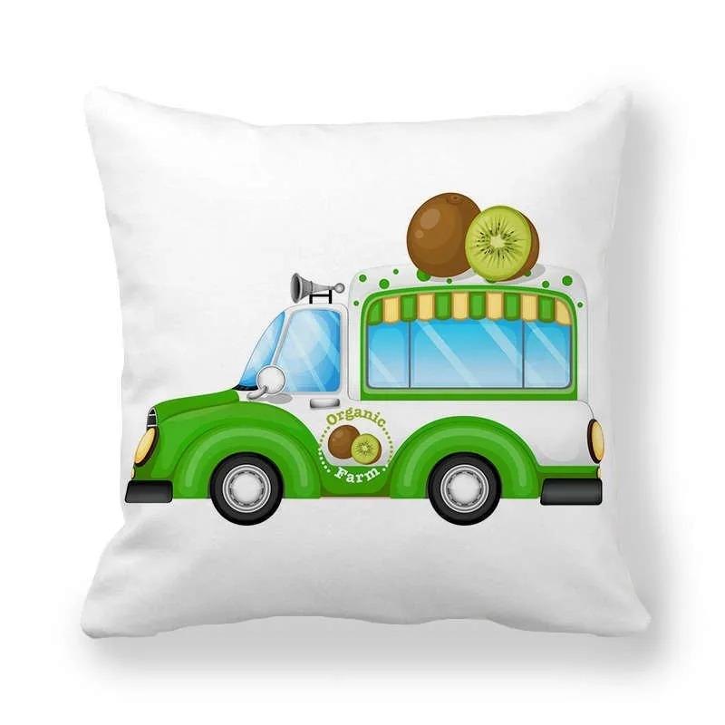 Cartoon Food Car Print Pillowcase Living Room Office Home Pillowcase Car Ornaments