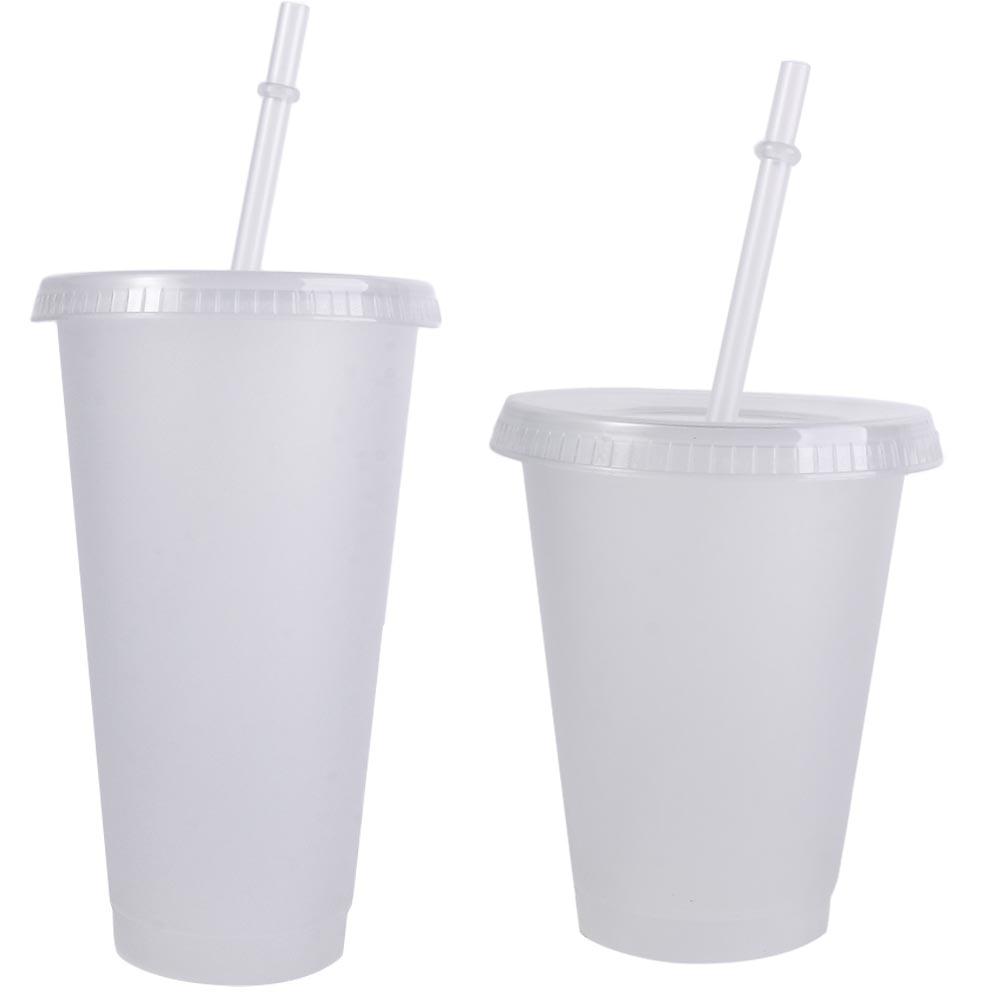 Food Grade PP Plastic Straw Cup with Lid Water Cup Reusable Tumbler  Gift