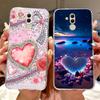 Clear For Huawei Mate 20Lite SNE-LX3 INE-LX2 Back Cover For Huawei Mate 20 Lite Case Cute Cartoon Cat Luxury Flowers Funny Funda