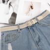 Stylish Women's Woven Waist Belt With Round Buckle Versatile Decorative Fashion Accessory