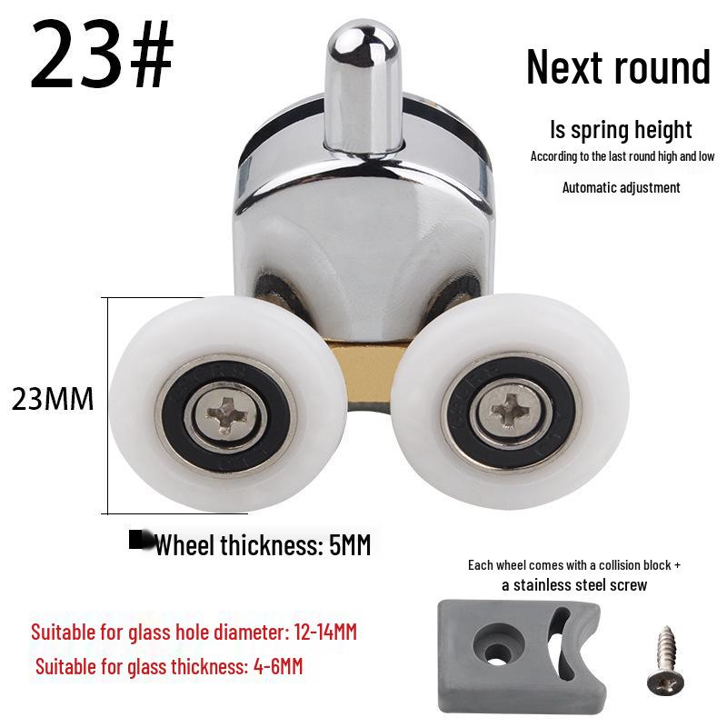Old-Style Bathroom Glass Sliding Door Double Roller Pulley and Hanger Hardware Accessories.