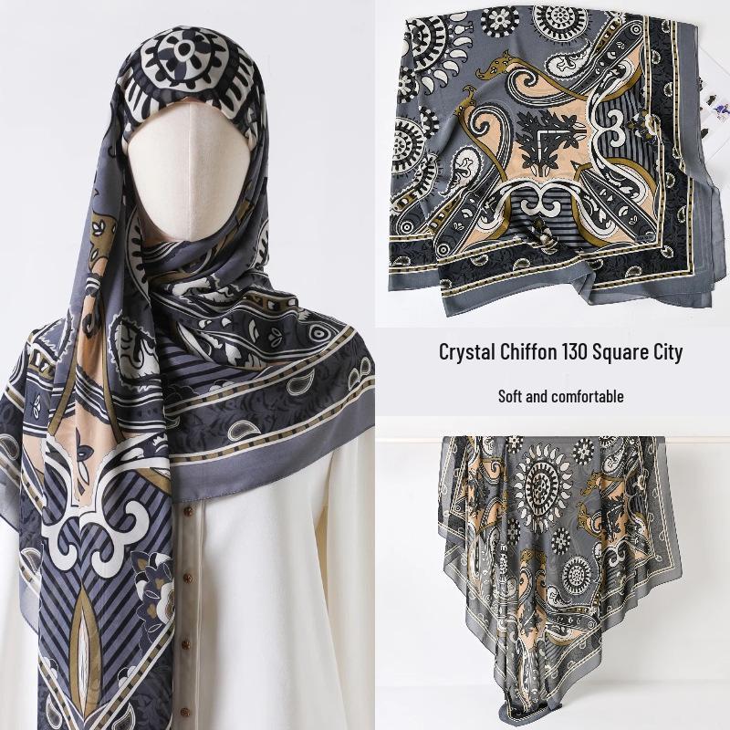 Damenmode 130x130 Seidenähnlicher Gaze Quadratischer Schal Stola - High-End, Leichtgewicht, Langer Schal
