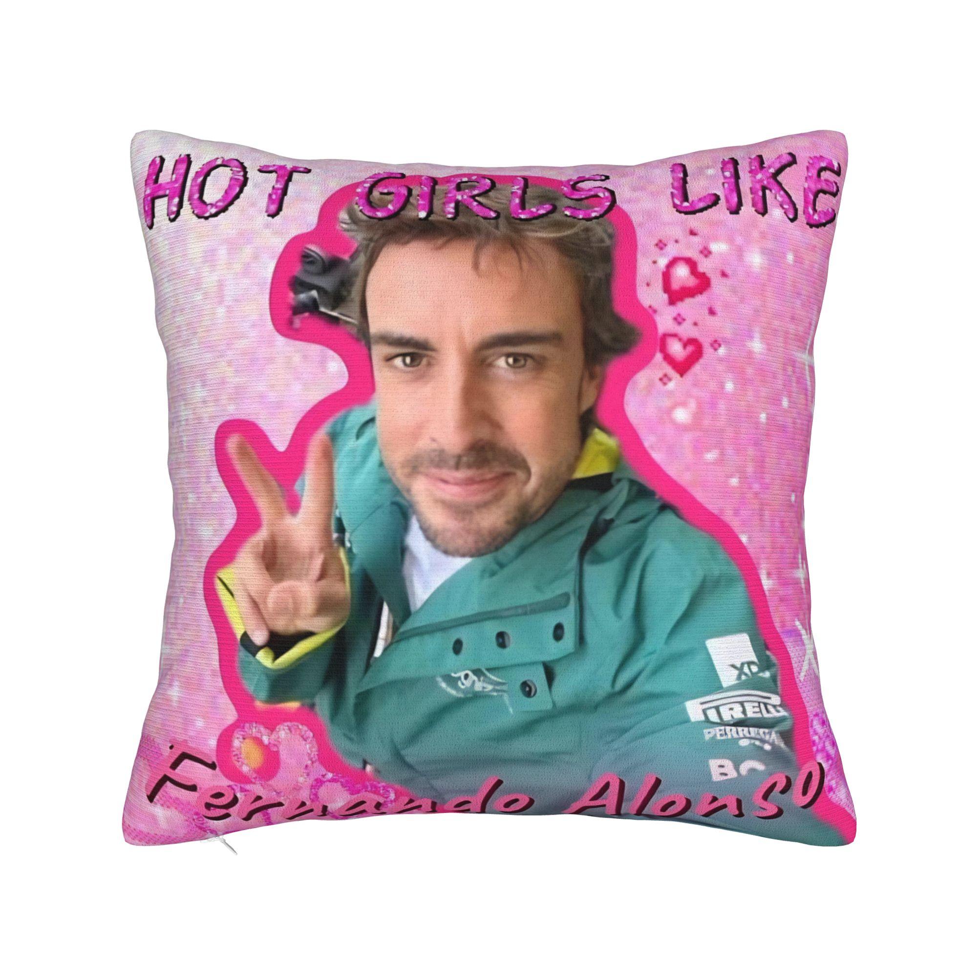 

fernando alonso гонщик голова Наволочка з принтом Подушка-декорація Покривало для подушки Y2K Домашній декор Квадратний Багаторозмірний 12x12in 30X30cm