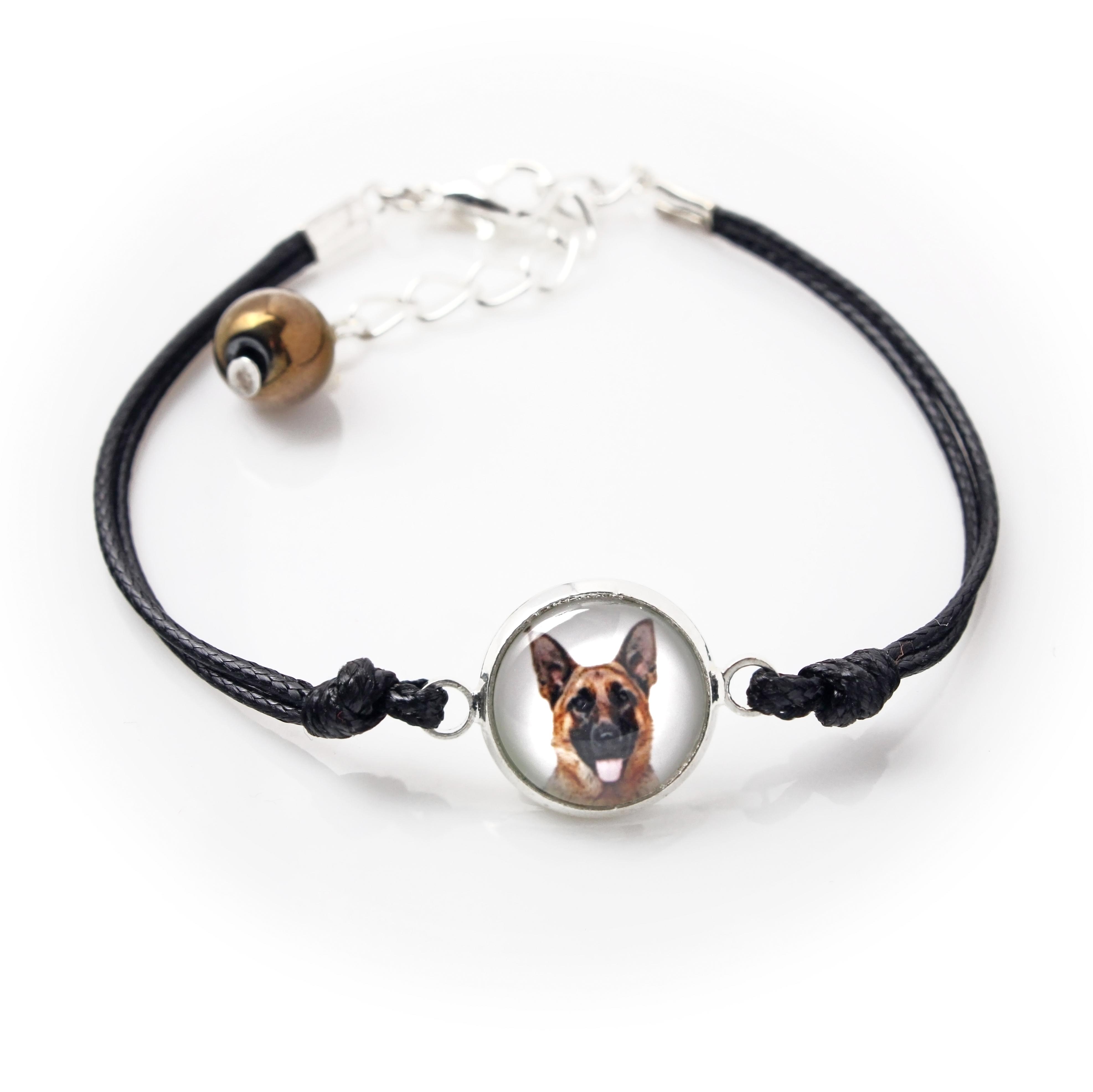 

German Shepherd Dog, Alsatian Wolf Dog - bracelet with your photo handmade, unique jewelry from the Art-Dog brand срібний