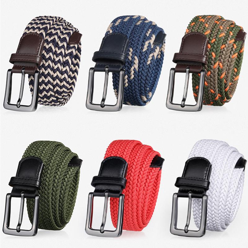 Men's Elastic Belt Canvas Casual Fashion Stretch Braided Working Belt High Quality Elastic for Pants Jeans Trouser Male Straps