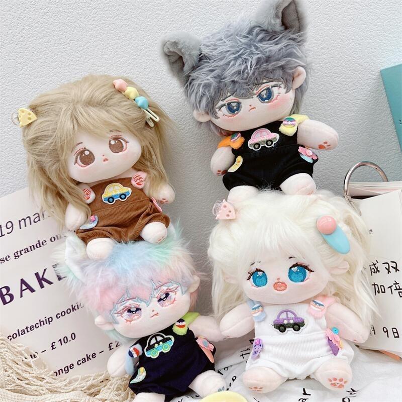 20cm Cotton Doll Plush Toy With Interchangeable Outfits White Car Overalls
