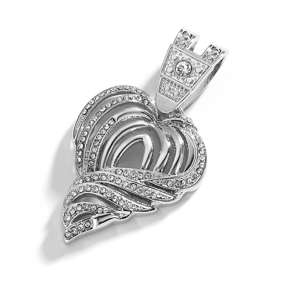 Full Diamond Hollow Love Alloy Pendant Hip Hop Personality Design Sense Men'S Necklace