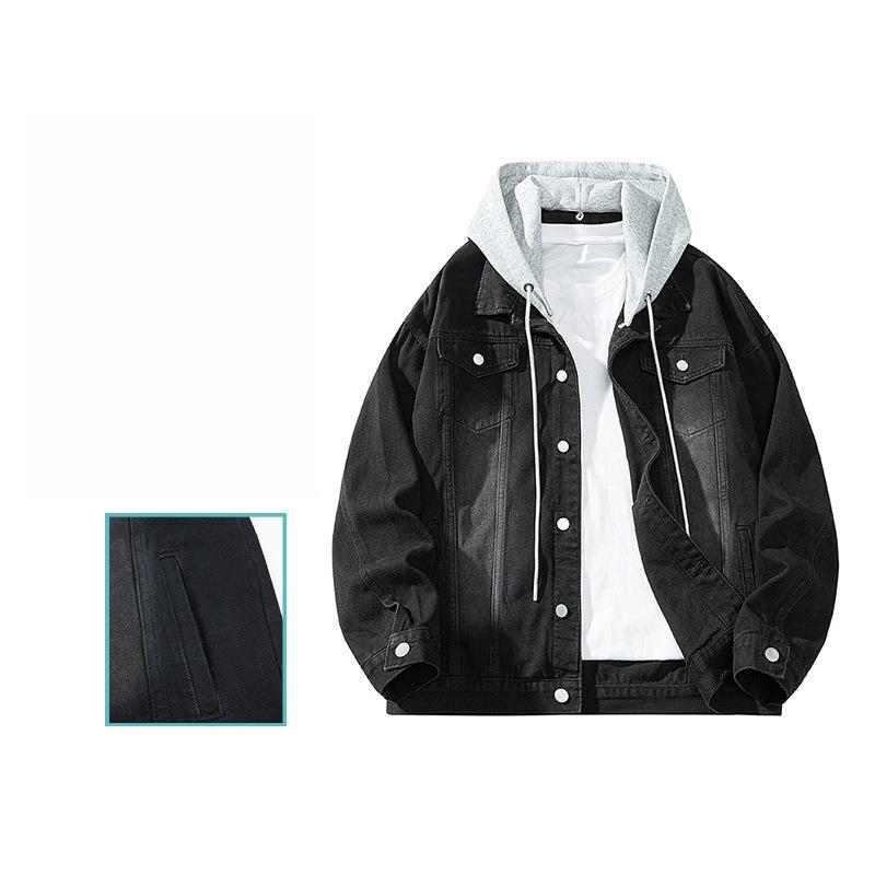 

Трендовый бренд Ретро Гонконгский стиль Джинсовая куртка Мужская Свободная и Тонкая Универсальный Темперамент Лацкан Джинсовая 2XL