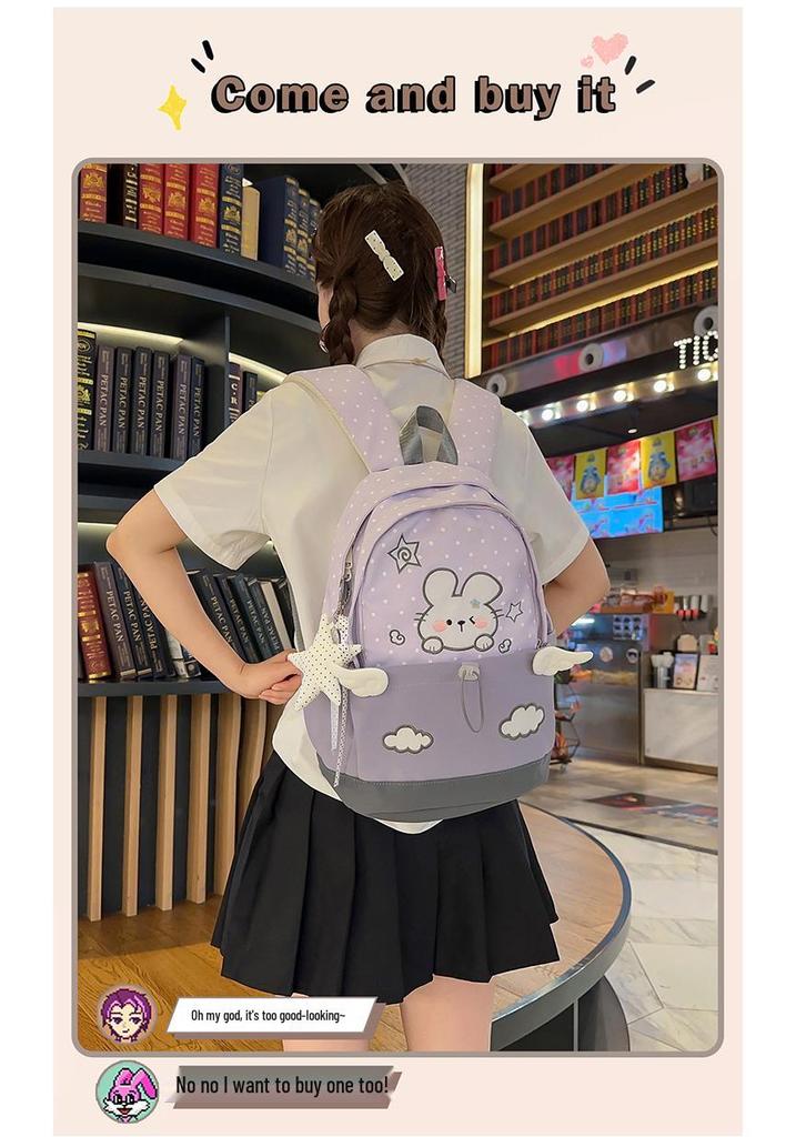 Japanese Cute Cartoon Rabbit Backpack for Girls with Large Capacity - Girly Commuting School Bag