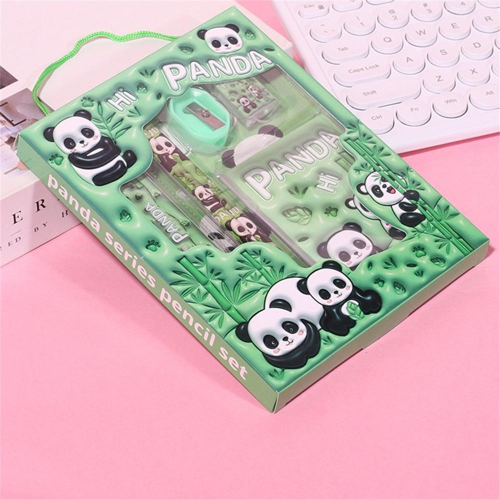 1 Set Cartoon Stationery Set Including Pencil Notebook Ruler Eraser Pencil Sharpener Student School Supplies Stationery Gifts