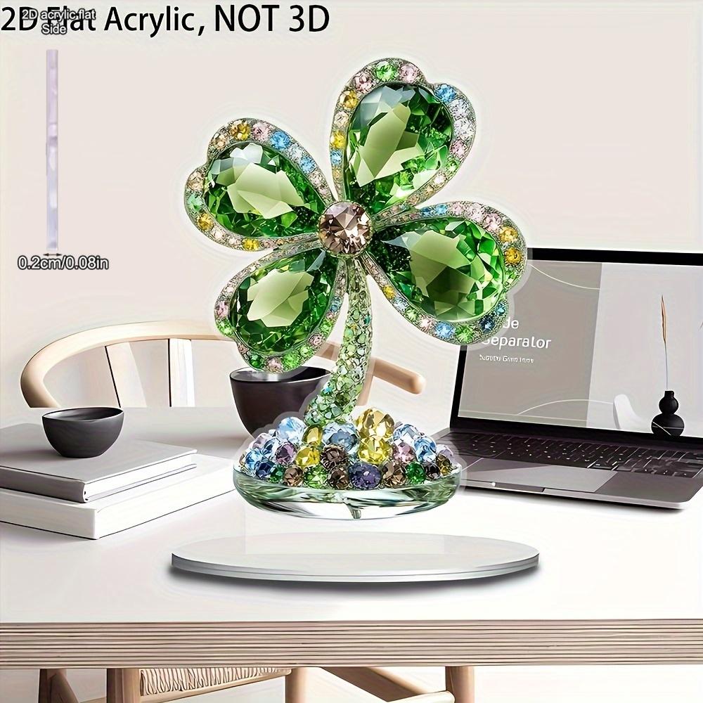Acrylic Boho Style St. Patrick'S Day Four-Leaf Clover Sun Catcher, Plant Theme Art Decoration, Suitable for Home and Office, Universal Holiday
