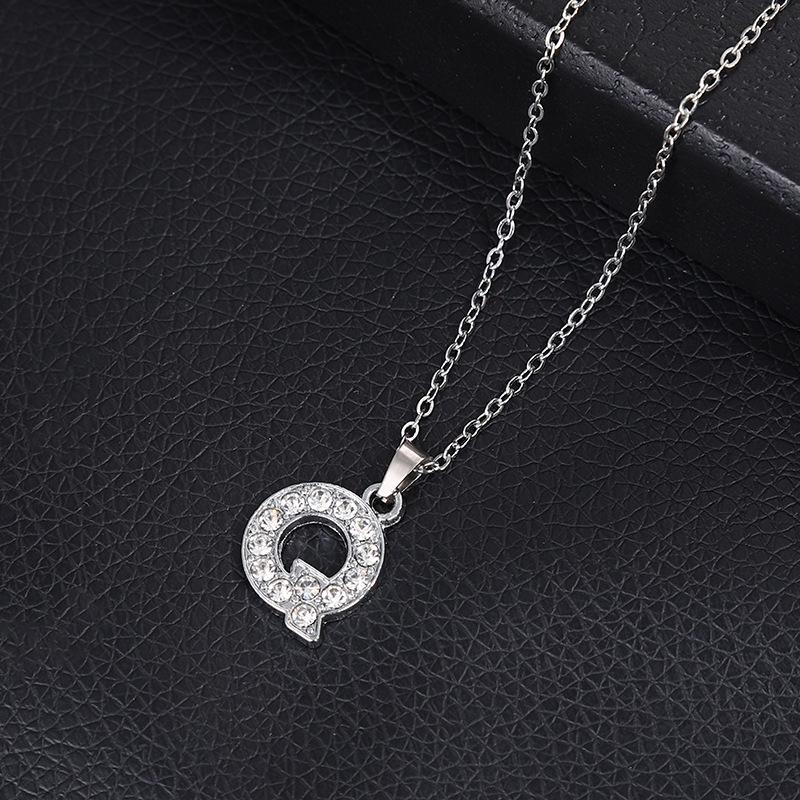 European & American Inlaid Rhinestone English Letter Choker Necklace for Women - Stainless Steel Pendant Jewelry Accessory