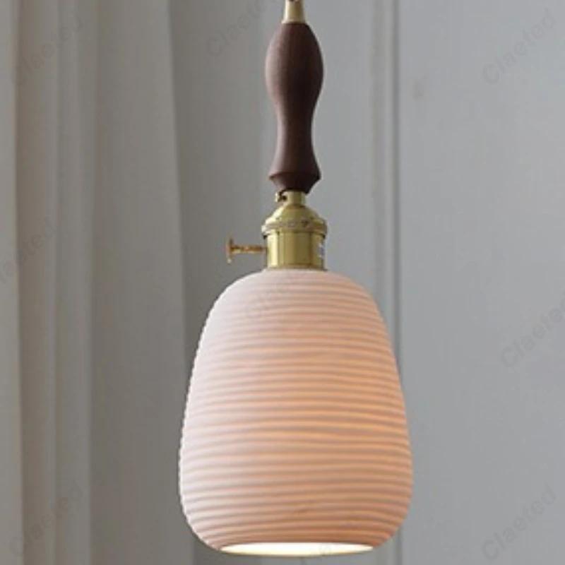 Simple LED Ceramic Lampshade E27 Bedroom Bedside Lighting Pendant Lamp Living Room Dining Room Corridor Bar Atmosphere Lighting