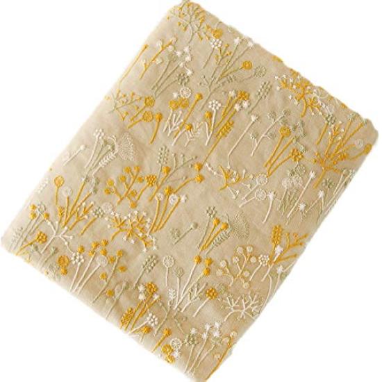 140cm wide x 95cm long premium botanical floral embroidered ramie cotton fabric