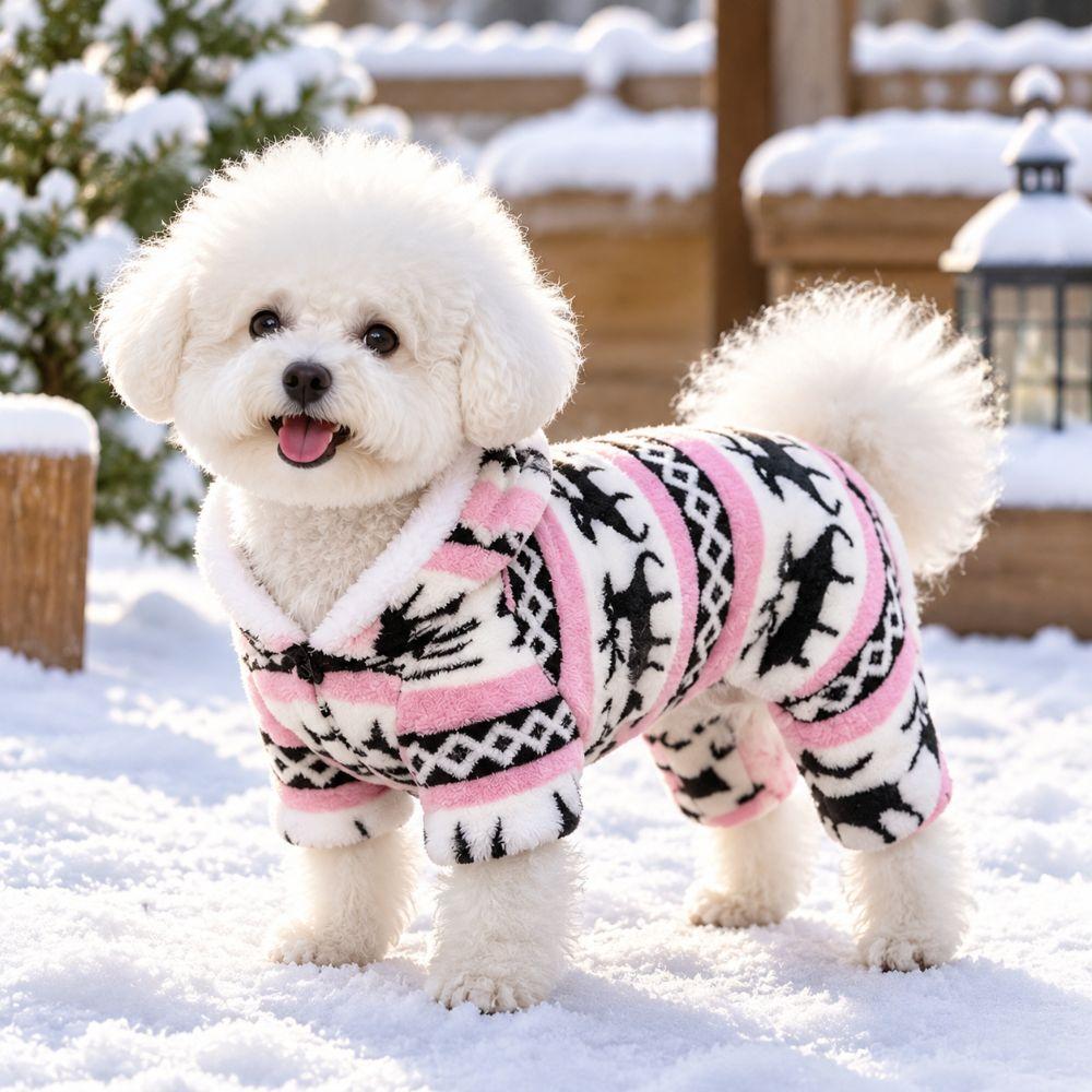 Windproof Dog Winter Coat Warm Thickened Pet Four-Legged Jumpsuit Dog Hoodie Costume Small Dogs
