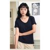 New Spring and Summer Silk Bottoming Shirt Women's Lyocell Goose Egg Neck Short Sleeve Top