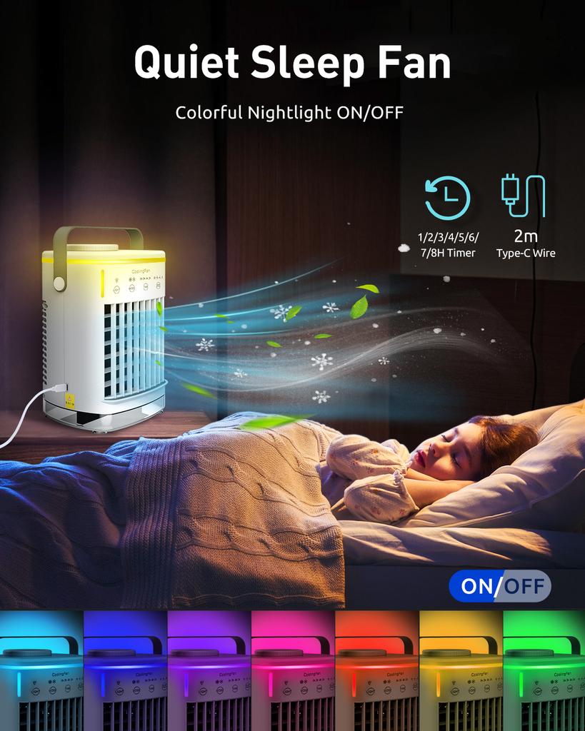 Portable Air Conditioner Mini Air Cooler Fan USB Air Conditioning 700ml Water Cooling Fan Humidifier For Home Room Office Desk