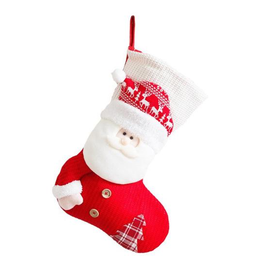 Christmas Stockings 19 Inch Large 3D Santa Claus/Snowman Knit Stockings Fireplace Hanging Gift Bag