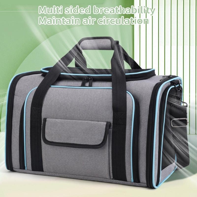 Expandable Cats Carriers Bag with Breathable Mesh Adjust Shoulder Strap Travel Case for Pet Dog Ventilation Suitcases