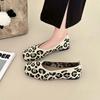 Fashion Women Leisure Flats Summer Autumn Flat Shoes Breathable Knitted Leopard Print Slip-on Female Daily Walking Driving Loafers