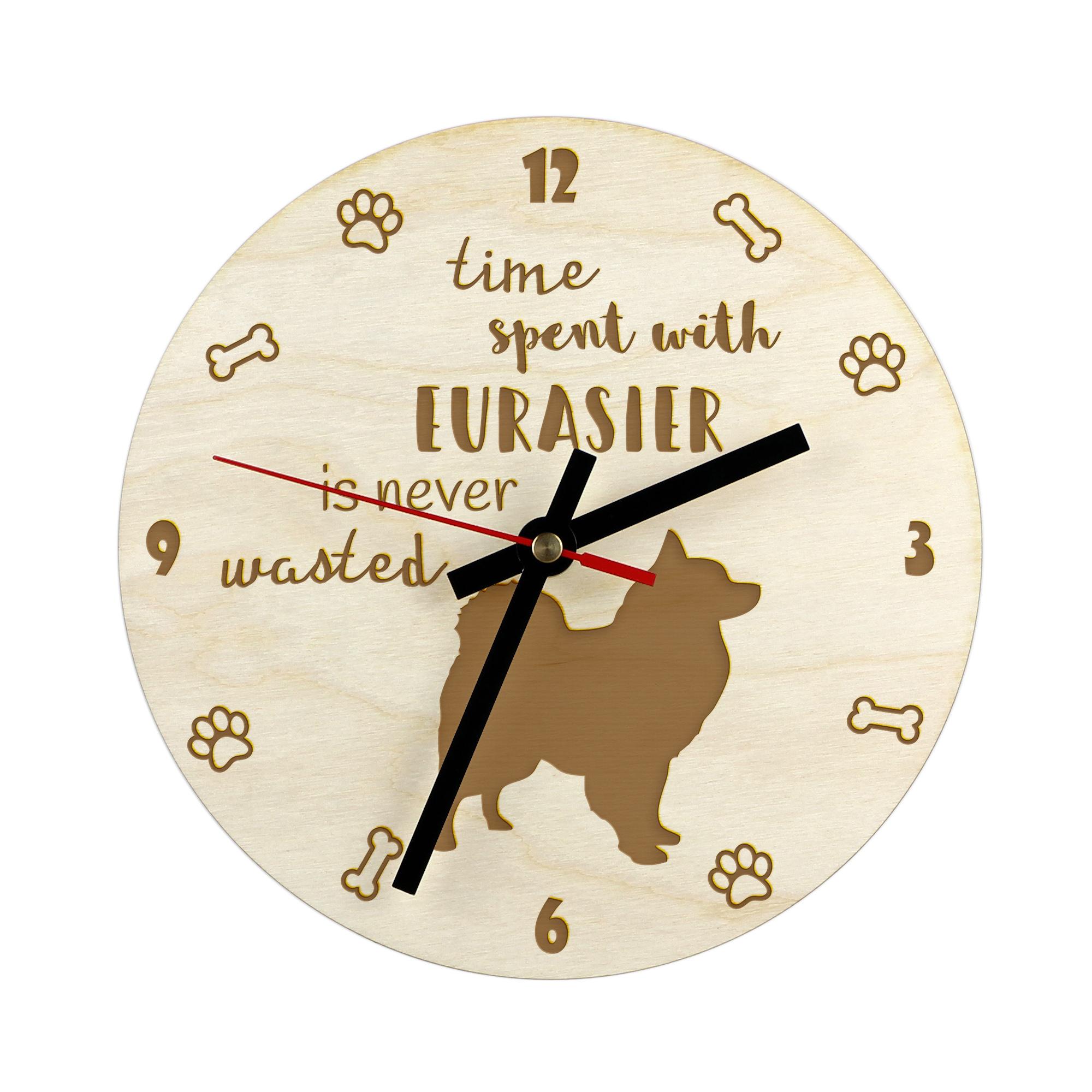 

Eurasian, Eurasier - clock with dog, wooden clock with engraving, personalised clock by Art-Dog