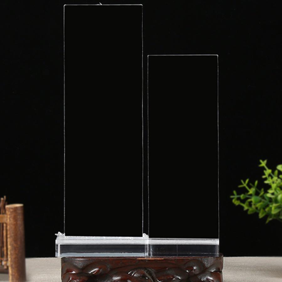 Acrylic Sliding Tablet Stand: Double-Sided Transparent Crystal Display with Gift Red and Yellow Paper for Temple Offerings
