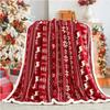 Navidad Christmas Reindeer Throw Blanket Double Layer Thicken Fluffy Soft Fleece Flannel Santa Claus Snowman Blanket Home Gift