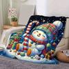1pc Christmas Snowman Printing Lightweight Flannel Blanket, Comfortable and Warm Blanket, for Camping Sofa Bed and Couch Office, Gift Blankets In All