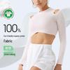 Organic Cotton Off-Shoulder Long Sleeve Yoga Top - Eco-Friendly Sportswear