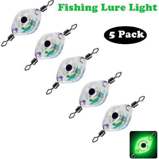 Fishing Lure Light Deep Drop Underwater Green Fishing Light for at Night, Water-Triggered Designed Bait Light,Attractive Light Saltwater Freshwater