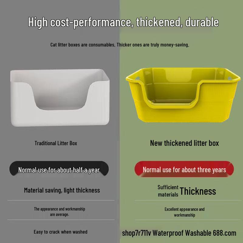 Extra Large Splash-Proof Semi-Enclosed Cat Litter Box for Maine Cats