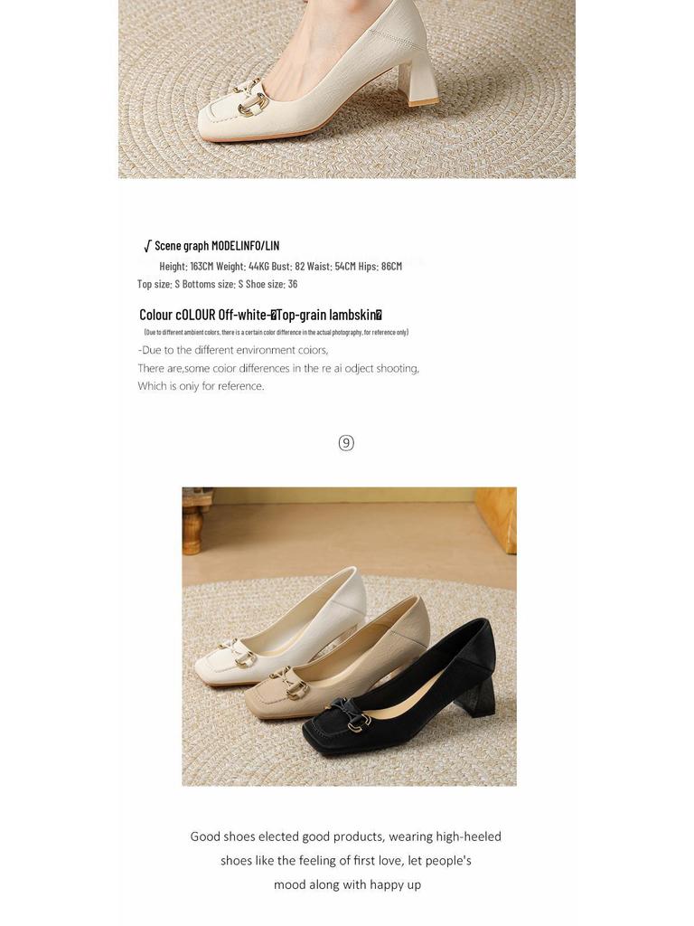 BEIJIANI 5525-8 Damen Square Toe Schafsleder Chunky Heels mit Metallschnalle, Konvertierbares Slipper-Design.